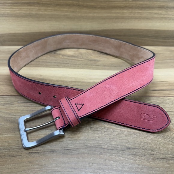 Vinyard Vines Belt Mens 32/80 Coral Pink Nubuck Belt - Picture 1 of 9